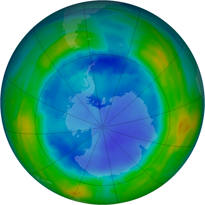 Antarctic ozone map for 19 August 2013